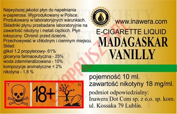 MADAGASKAR VANILLY 18mg/ml poj. 10ml LIQUID INAWERA