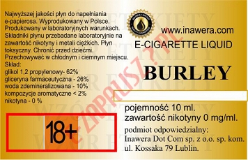 BURLEY poj. 10ml INAWERA LIQUID bez nikotyny