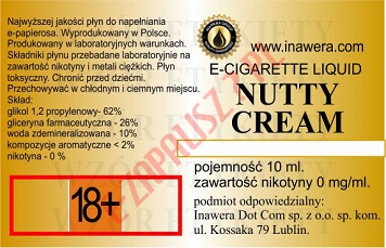 NUTTY CREAM  poj. 10ml LIQUID INAWERA  bez nikotyny