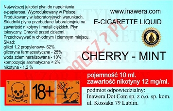 CHERRY-MINT 12mg/ml poj. 10ml DUETY INAWERA LIQUID