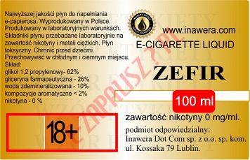 ZEFIR poj. 100ml LIQUID INAWERA bez nikotyny