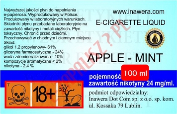 APPLE-MINT 24mg/ml poj. 100ml DUETY INAWERA LIQUID