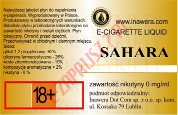 SAHARA poj. 10ml INAWERA LIQUID bez nikotyny