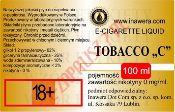 TOBACCO poj. 100ml INAWERA LIQUID  bez nikotyny