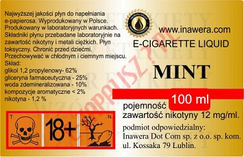 MINT 12mg/ml poj. 100ml INAWERA LIQUID