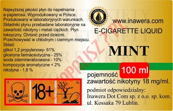 MINT 18mg/ml poj. 100ml INAWERA LIQUID