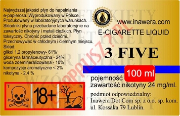 3 FIVE 24mg/ml poj. 100ml INAWERA LIQUID