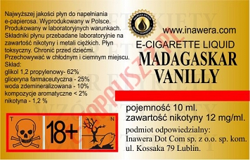 MADAGASKAR VANILLY 12mg/ml poj. 10ml LIQUID INAWERA
