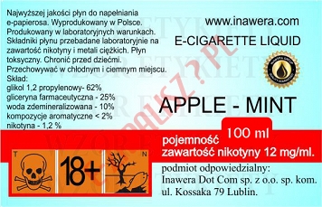 APPLE-MINT 12mg/ml poj. 100ml DUETY INAWERA LIQUID