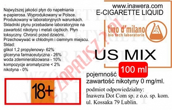 US MIX  poj. 100ml LIQUID INAWERA bez nikotyny