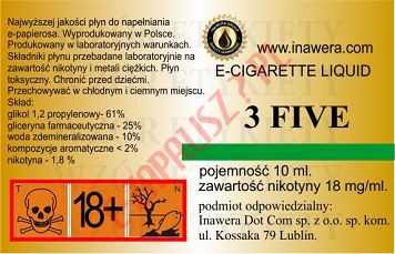 3 FIVE 18mg/ml poj. 10ml LIQUID INAWERA