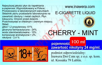 CHERRY-MINT 24mg/ml poj. 100ml DUETY INAWERA LIQUID