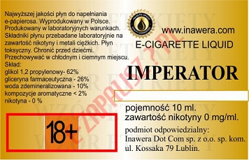 IMPERATOR poj. 10ml LIQUID INAWERA bez nikotyny