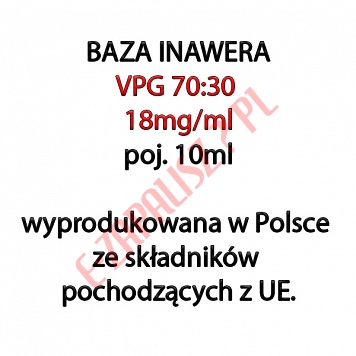 5 x BAZA VPG 70:30 18mg/ml 10ml, baza bez dodatku wody, komplet 5 sztuk (50ml)