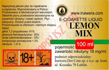 LEMON MIX 18mg/ml poj. 100ml INAWERA LIQUID