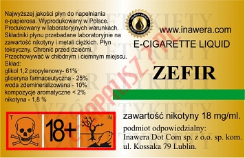 ZEFIR 18mg/ml poj. 10ml INAWERA LIQUID