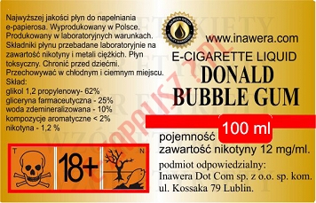 DONALD BUBBLE GUM 12mg/ml poj. 100ml INAWERA LIQUID