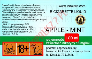 APPLE-MINT 18mg/ml poj. 100ml DUETY INAWERA LIQUID