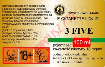 3 FIVE 18mg/ml poj. 100ml INAWERA LIQUID