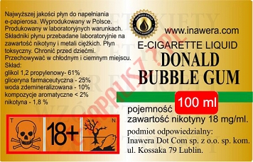 DONALD BUBBLE GUM 18mg/ml poj. 100ml INAWERA LIQUID