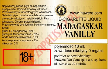 MADAGASKAR VANILLY poj. 10ml LIQUID INAWERA bez nikotyny