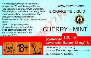 CHERRY-MINT 12mg/ml poj. 100ml DUETY INAWERA LIQUID