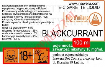BLACKCURRANT 18mg/ml poj. 100ml LIQUID INAWERA