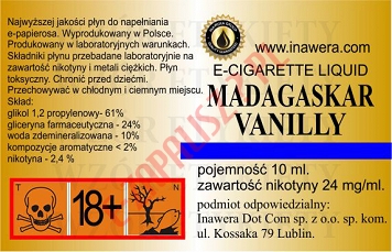 MADAGASKAR VANILLY 24mg/ml poj. 10ml LIQUID INAWERA