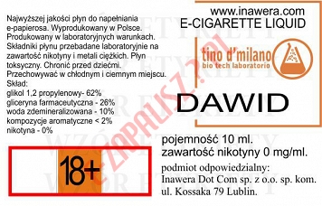 DAWID poj. 10ml LIQUID INAWERA bez nikotyny