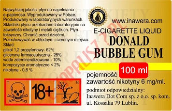 DONALD BUBBLE GUM  6mg/ml poj. 100ml INAWERA LIQUID