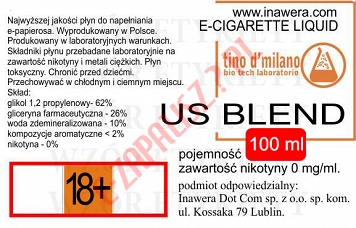 US BLEND poj. 100ml LIQUID INAWERA bez nikotyny