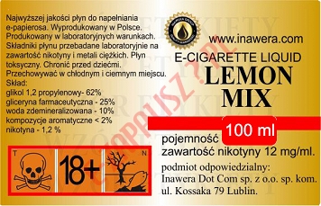 LEMON MIX 12mg/ml poj. 100ml INAWERA LIQUID