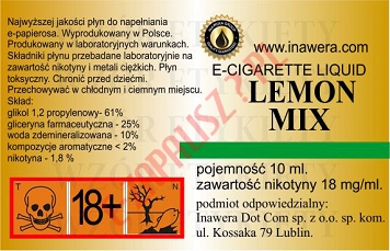 LEMON MIX 18mg/ml poj. 10ml LIQUID INAWERA