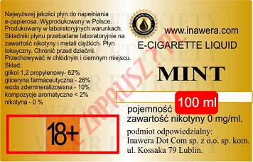 MINT poj. 100ml INAWERA LIQUID  bez nikotyny