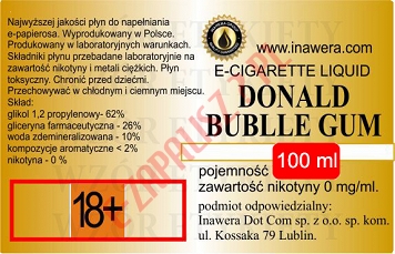 DONALD BUBBLE GUM  poj. 100ml INAWERA LIQUID bez nikotyny