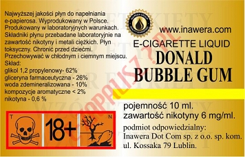 DONALD BUBBLE GUM  6mg/ml poj. 10ml INAWERA LIQUID