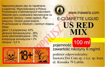 US RED MIX  6mg/ml poj. 100ml INAWERA LIQUID