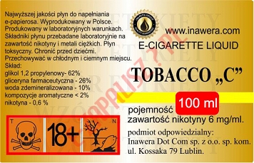 TOBACCO 6mg/ml poj. 100ml INAWERA LIQUID