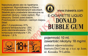 DONALD BUBBLE GUM 18mg/ml poj. 10ml INAWERA LIQUID