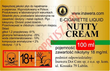 NUTTY CREAM 18mg/ml poj. 100ml INAWERA LIQUID