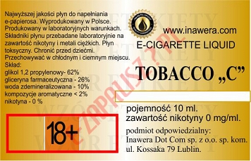 TOBACCO-C  poj. 10ml INAWERA LIQUID bez nikotyny