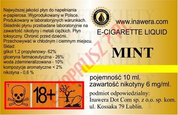 MENTHOL - MINT  6mg/ml poj. 10ml LIQUID INAWERA